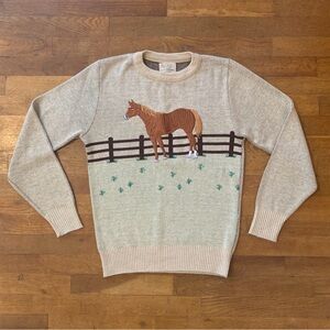 Vintage H Bar C Ranchwear Embroidered Horse Sweater, Size XS, RARE
